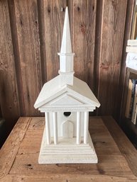 Antique White Gothic Painted Wood Church Bird House