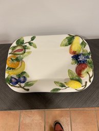 Italian Ceramic Platter With Fruit Design