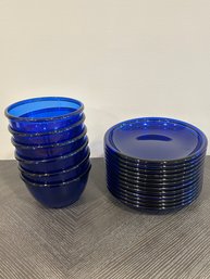 18 Piece Set Of Cobalt Dishware