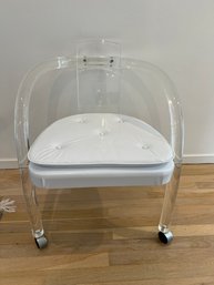 Charles Hollis Jones Lucite Chair On  With Vinyl Seat Cushion