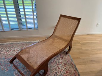 Antique Plantation Caned Lounger Chaise