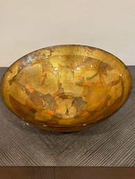 Glass Gold And Copper Metallic Painted Bowl