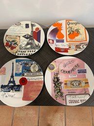 4 French Themed Plates