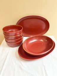 Pottery Barn Red Mason Stoneware 7 Piece Serving Bowl Set