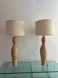 Pair Of Modern Wood Table Lamps