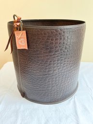 Tampico Leather Waste Basket