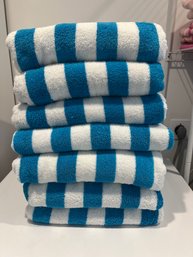 Set Of Blue And White Beach Towels 100 Cotton