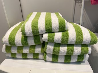 Set Of Green And White Beach Towels 100 Cotton