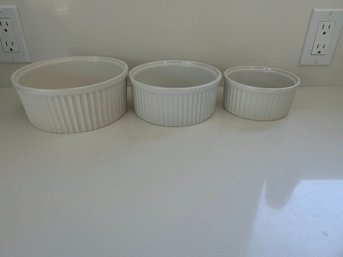 Set Of 3 White Casserole Dishes