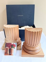 Vintage David Linley Signed Column Bookends With Box