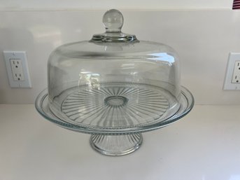 Glass Footed Cake Dome Plate Stand