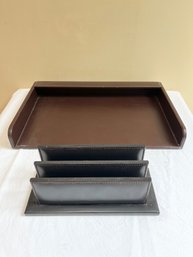 T. Anthony Ltd Brown Leather Desk Accessories