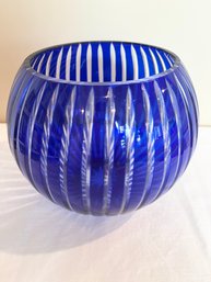 Gorham Crystal Cut Cobalt Blue Decorative Bowl