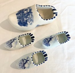 4 Dutch Delft Porcelain Hand Painted Clogs/shoe