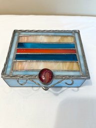 Signed Sirianni Stained Glass Jewelry/trinket Box