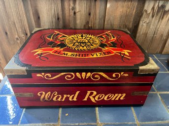 Antique Hand Painted Wood Humidor