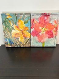 Two Flower Paintings With Painted Frames