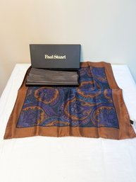 NEW! Paul Stuart Sill Paisley Pocket Square In Orig Box & Tag