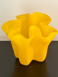 Yellow Handblown Art Glass Vase