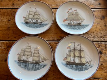 Set Of Four Mottahedeh Ceramic Plates Maritime Heritage