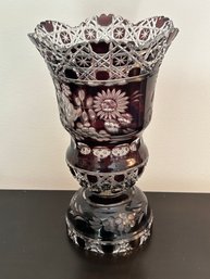 Color Cut Crystal Vase