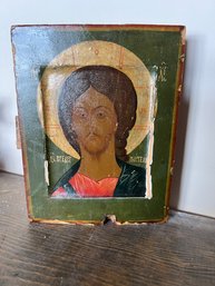 Antique Russian Icon Jesus Christ Hand Painted