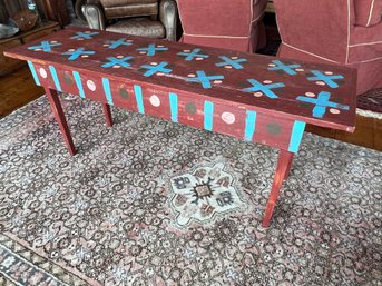 Folk Art Hand Painted Console Table