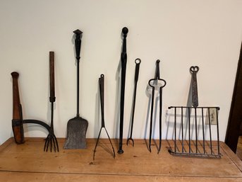 Lot Of 7 Iron Fireplace Tools