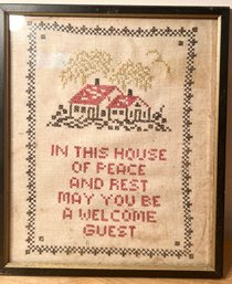 Antique Sampler In A House Of Peace And Rest May You Be A Welcome Guest