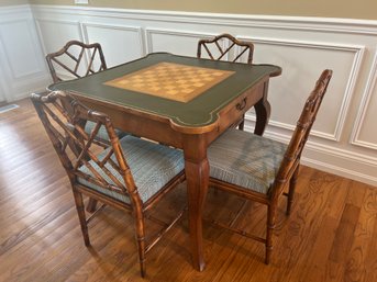 Leather Top Game Table And Four Chairs