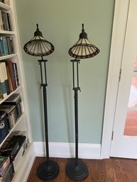 Pair Of Quoizel Stained Glass Floor Lamps