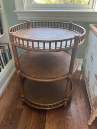 Round Rattan Bar Cart On Castors