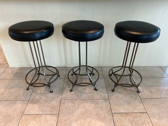 Set Of Three Vintage Counter Stools