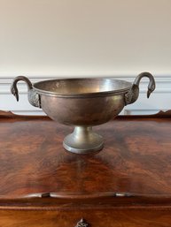 Silver Plated Raised Pedestal Bowl With Swan Head Handles