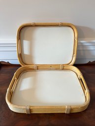 Pair Of Vintage Pier 1 Bamboo Serving Trays