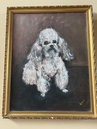 Vintage Framed Dog Oil Painting