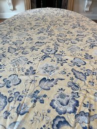 Custom Cream And Blue Floral Round 108' Tablecloth