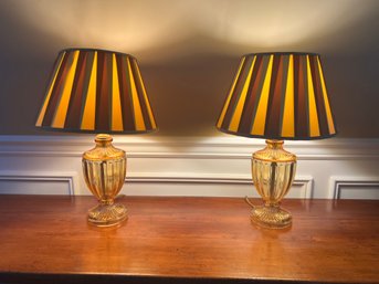 Pair Of Baker Knapp Tubbs Murano Lamps