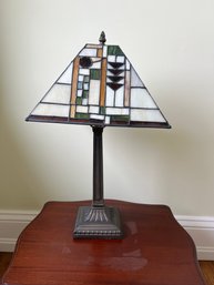 Stained Glass Table Lamp With Metal Base