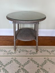 Vincent Sheppard Dovile Lloyd Loom Weave Taupe Glass Top Round Side Table