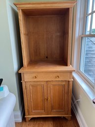 Wood Hutch With Clear Amber Glass Hardware