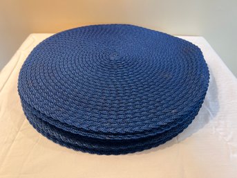 Set Of 12 Deborah Rhodes Round Royal Blue Woven Placemats