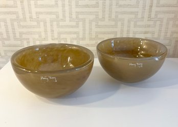 Pair Of Henry Dean Glass Bowls