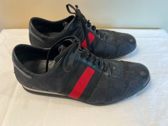 Gucci Black Leather Low Trainers Men's Size 9