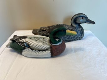 Pair Of Hand Painted Wood Duck Decoys