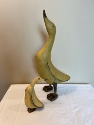 Pair Of Wooden Decorative Yellow Ducks