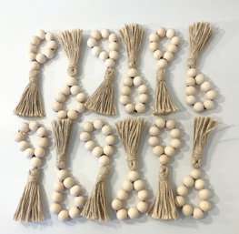 Set Of 12 Natural Wood Ball And Rope Napkin Holders