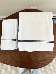 4 Restoration Hardware Oversized Bath Towels And Hand Towel Set With Black Trim