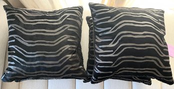 Set Of 4 Black Duck Down Throw Pillows