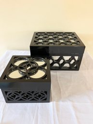 Set Of 2 Black Mirrored Decorative Boxes